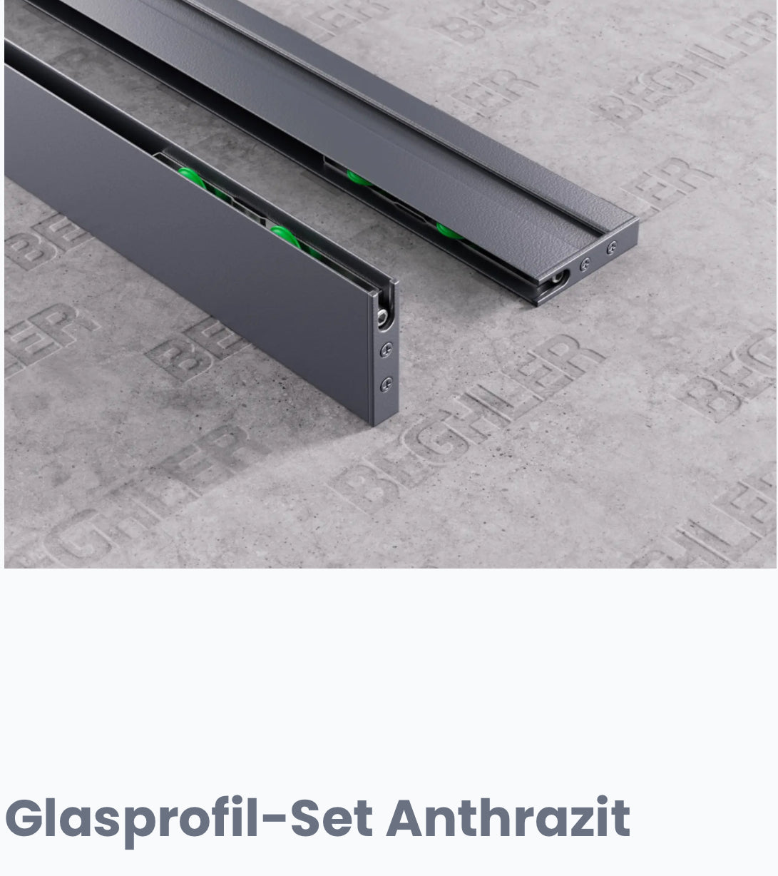 Schienen Glasschiebewand Anthrazit/Schwarz ESG Glas