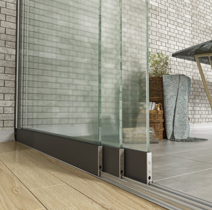 Schienen Glasschiebewand Anthrazit/Schwarz ESG Glas