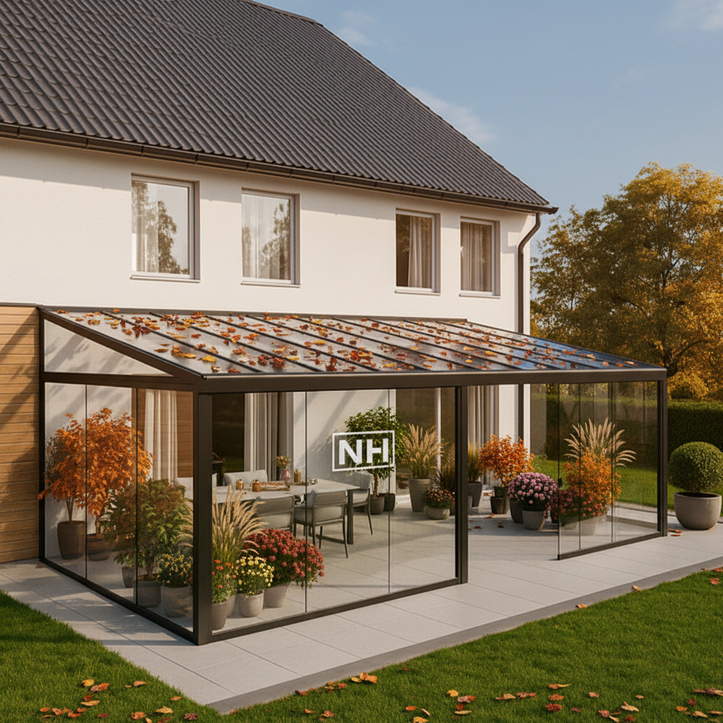 Herbstlicher Wintergarten mit NH Logo