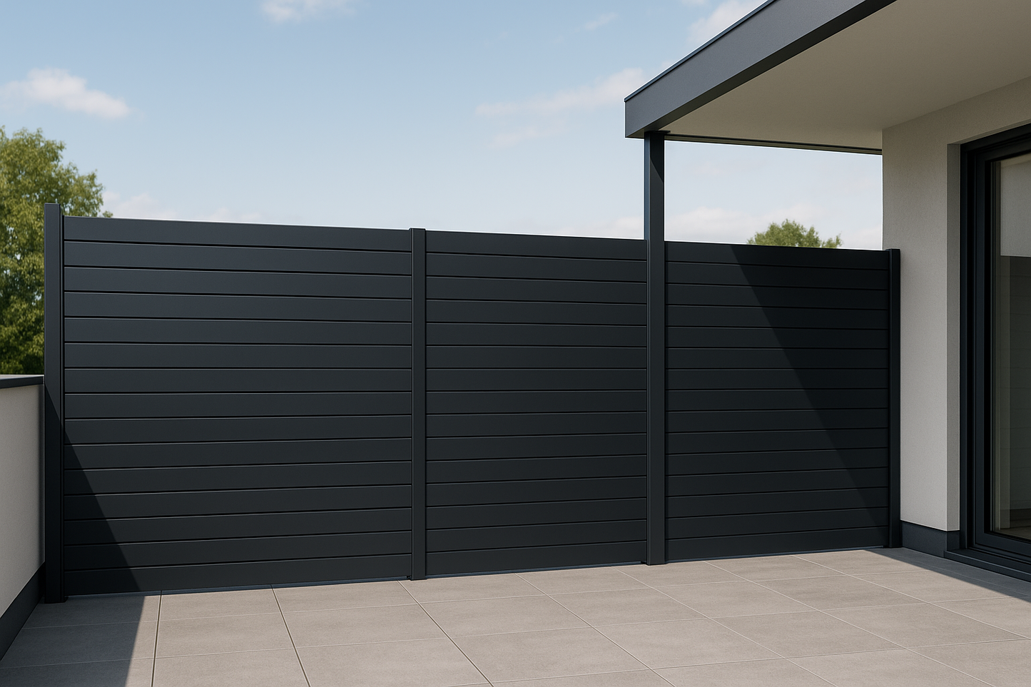 Lamellen Wand Terrassendach Installation