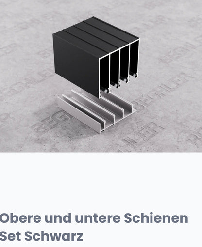 Schienen Glasschiebewand Anthrazit/Schwarz ESG Glas
