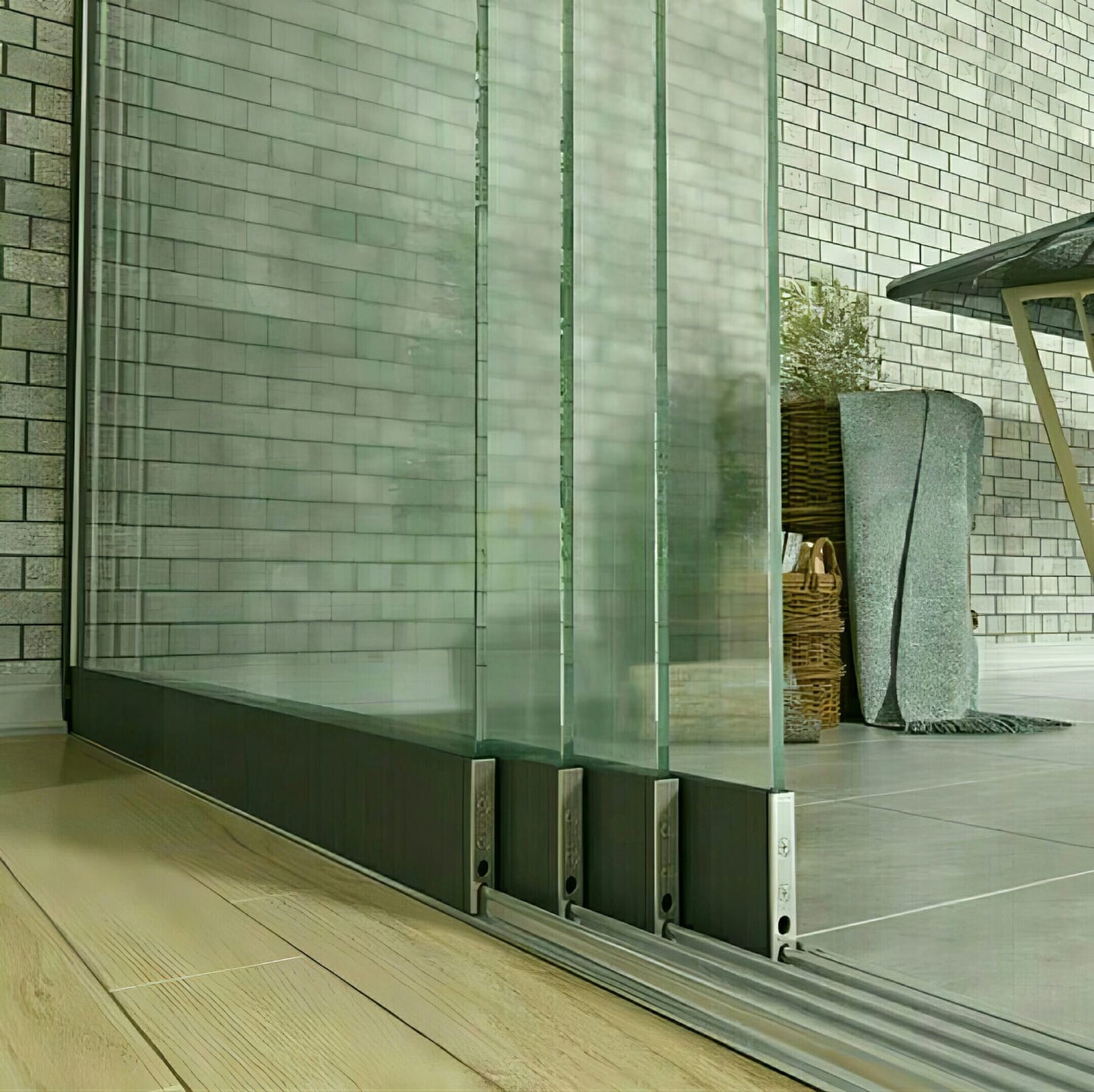 Schienen Glasschiebewand Anthrazit/Schwarz ESG Glas