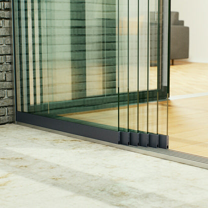 Schienen Glasschiebewand Anthrazit/Schwarz ESG Glas