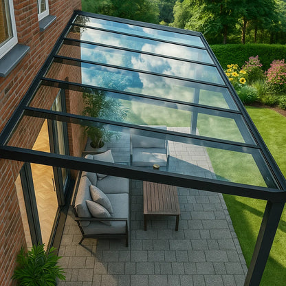 Terrassendach Aluminium 6x3m Anthrazit - Polycarbonat Überdachung mit UV-Schutz
