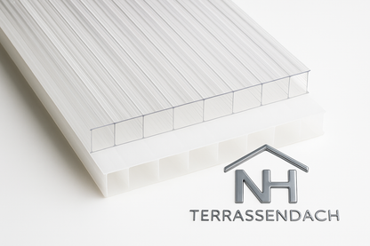 Realistische 16mm Polycarbonat-Stegplatten klar und opal mit NH Logo